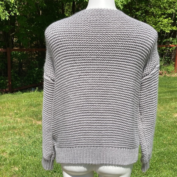 Heavy shaker and cable knit medium gray super soft open front sweater size S - Picture 4 of 7